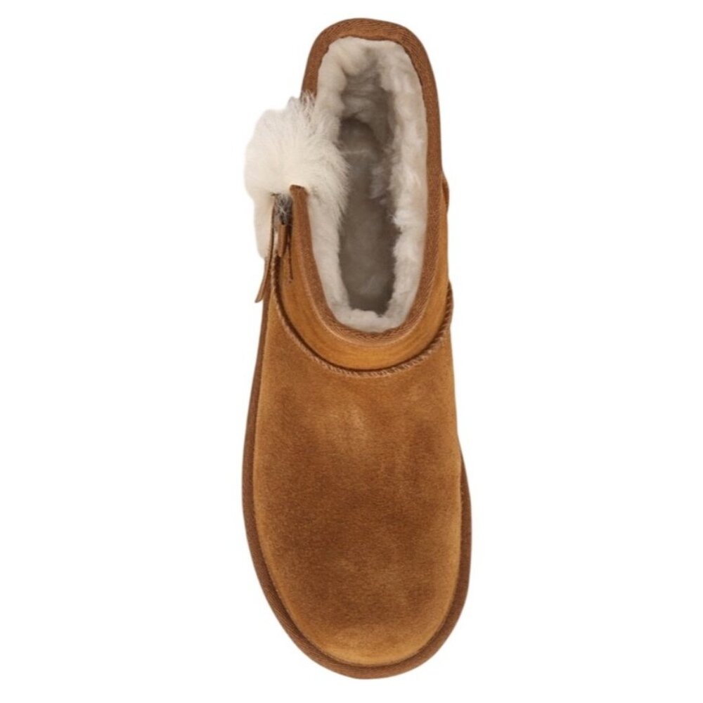 Koolaburra by UGG Victoria Mini Boots in Chestnut Suede Faux Fur Poms Size 7 New - Picture 4 of 11